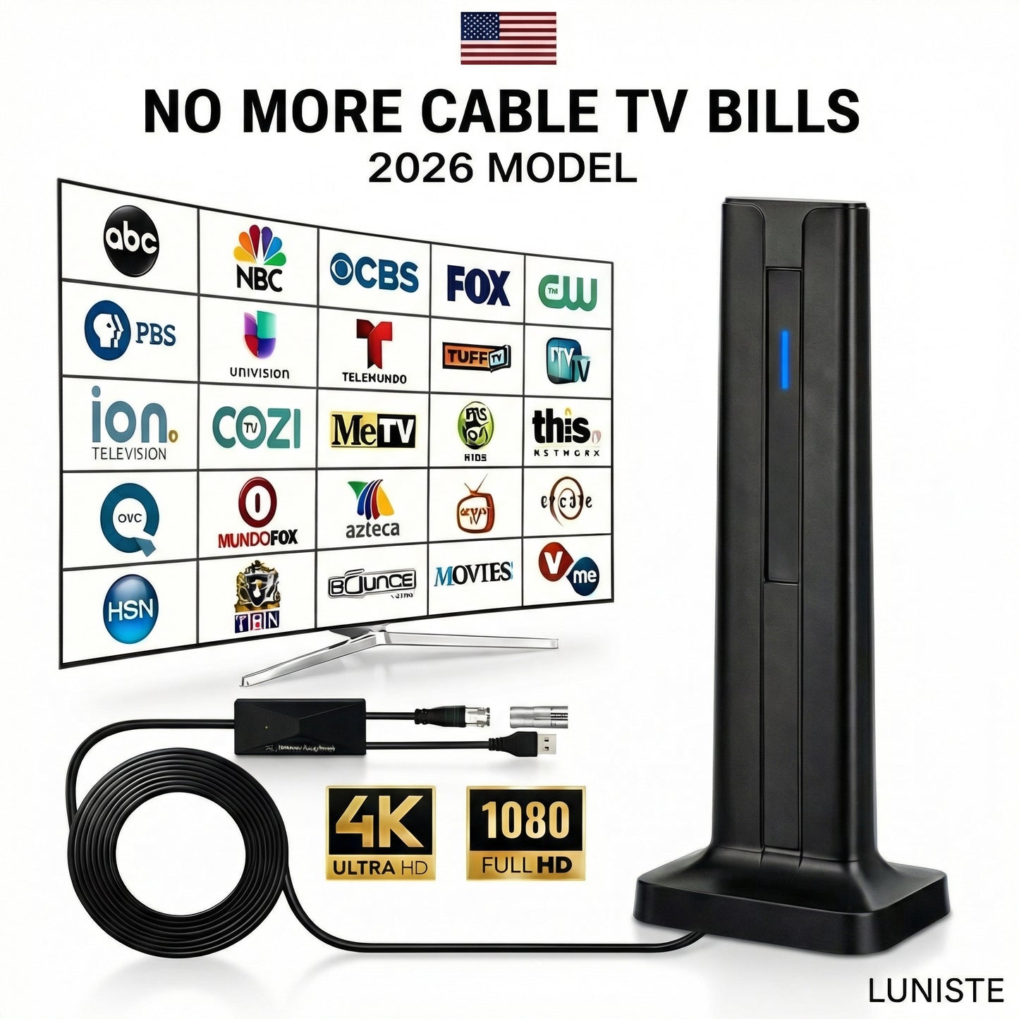Luniste Smart Digital 4K Indoor TV Antenna (Full HD, 1080p)
